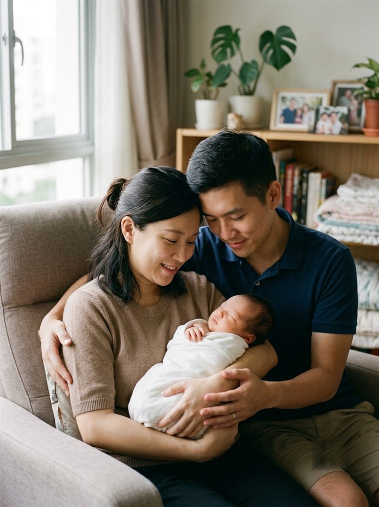 New parents with their baby