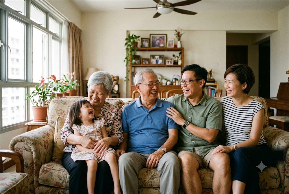 Multi-generational family at home
