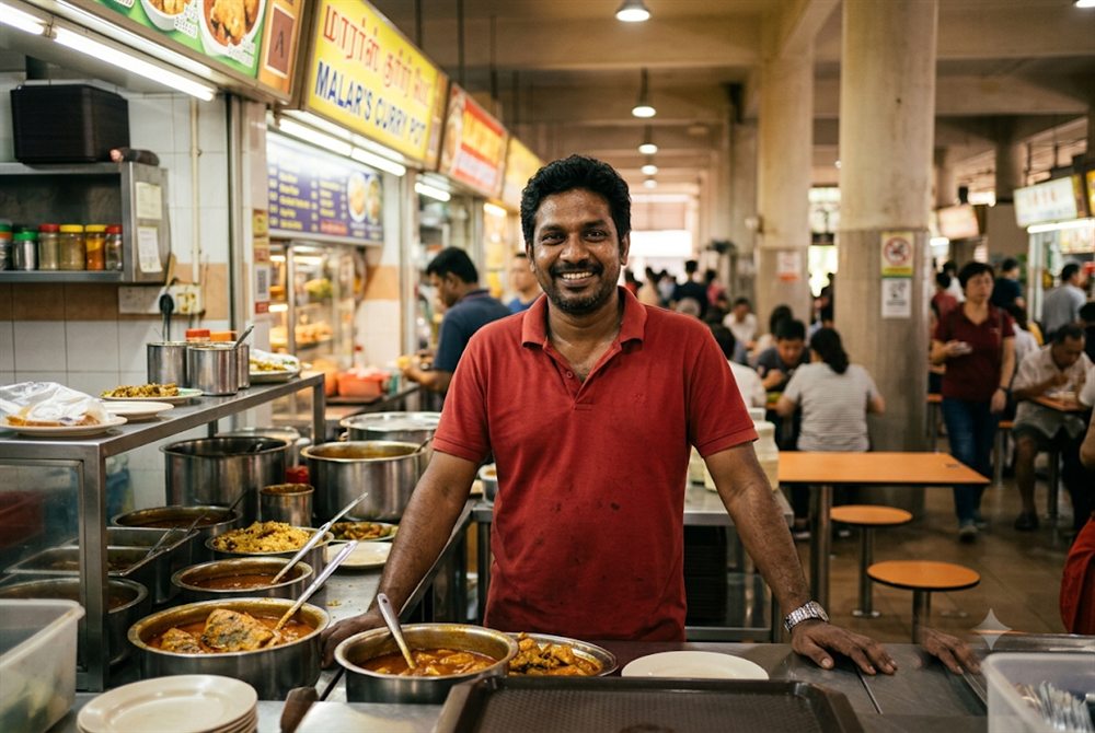 Hawker business owner at their stall