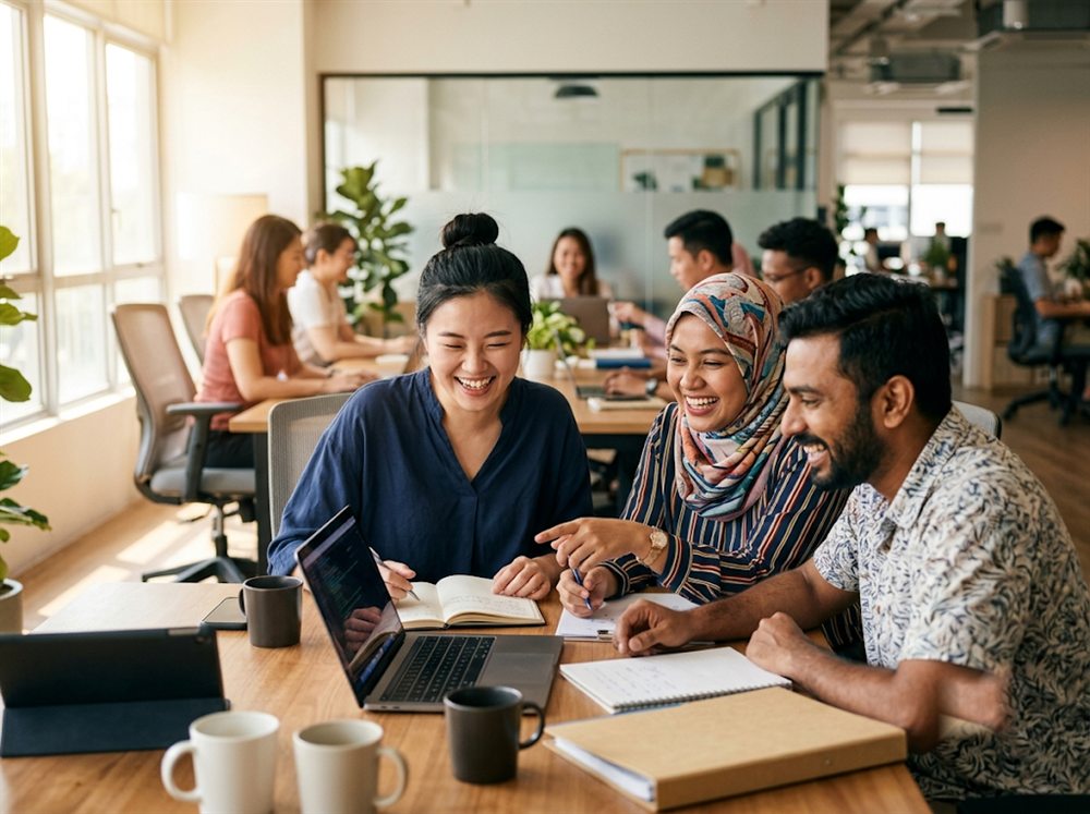 A diverse Singapore office team